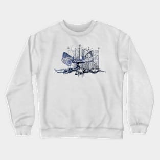 Butterfly Checkers in Galaxy Crewneck Sweatshirt